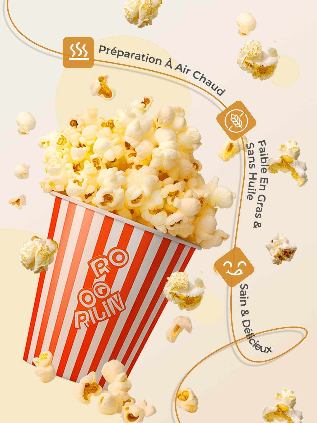 3,5L Machine a Pop Corn, HOUSNAT 1200W Machine à Popcorn à Air Chaud, Popcorn Allégé Sans Huile, Popcorn Prêt en 3 Minutes – Idéal pour la Famille et les Soirées Entre Amis