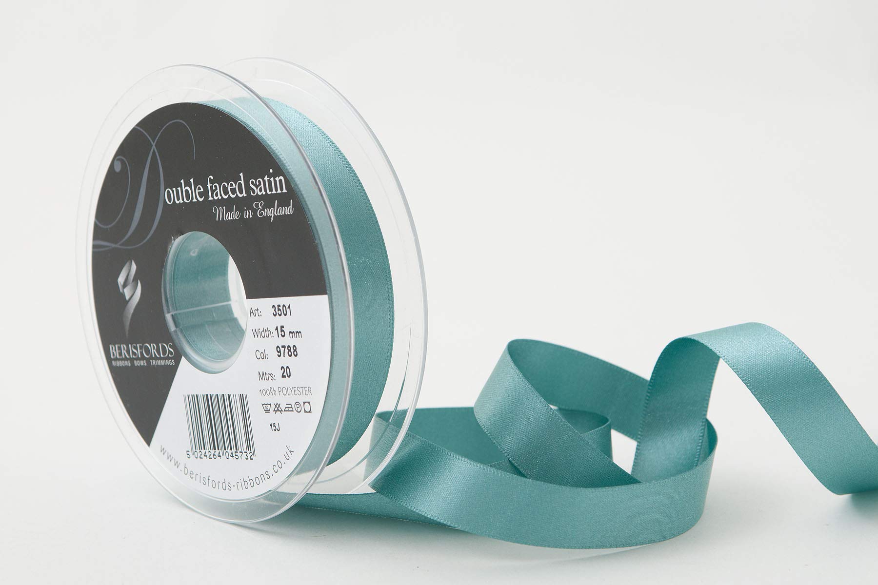 Berisfords Double FACE Poly Satin Ribbon, Petrol, 15 mm