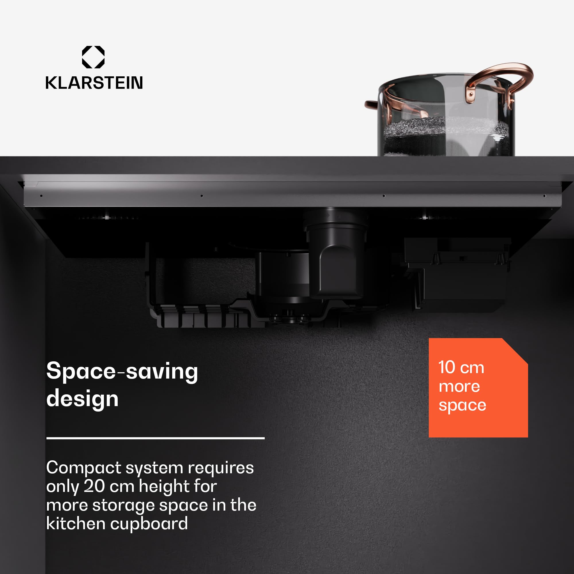 Klarstein Płyta indukcyjna 2w1 ze zintegrowanym okapem, Płyta indukcyjna z okapem do wyspy kuchennej, 4-polowa z Przepływ 750 m³/h, Wyświetlacz dotykowy, Klasa energetyczna A