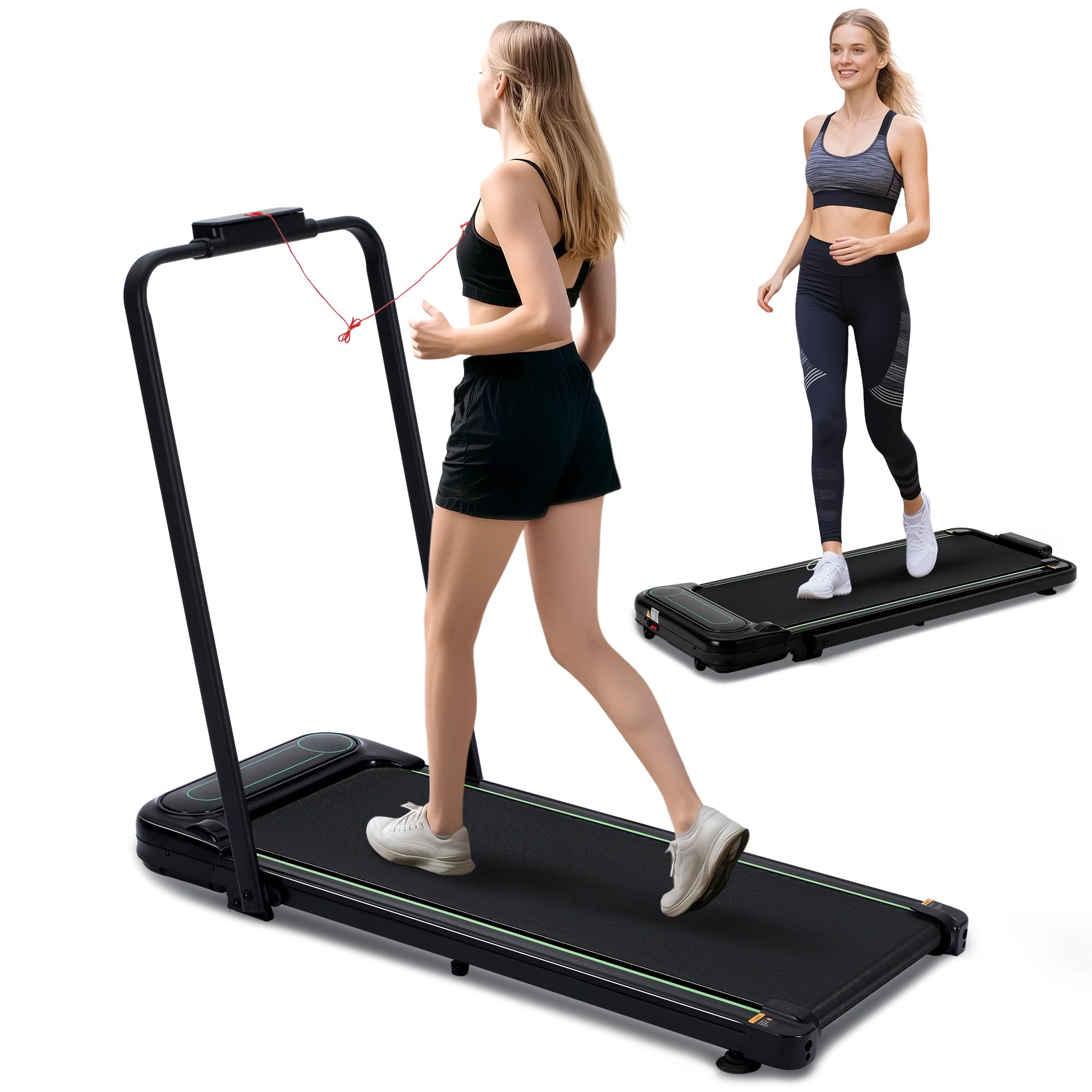 Alphaflow Walking Pad Treadmills for Home with Incline Foldable with Handle Walking Treadmill Under Desk Compact Running Machine LED Display Remote Control Adjustable Speeds 1-12km/h