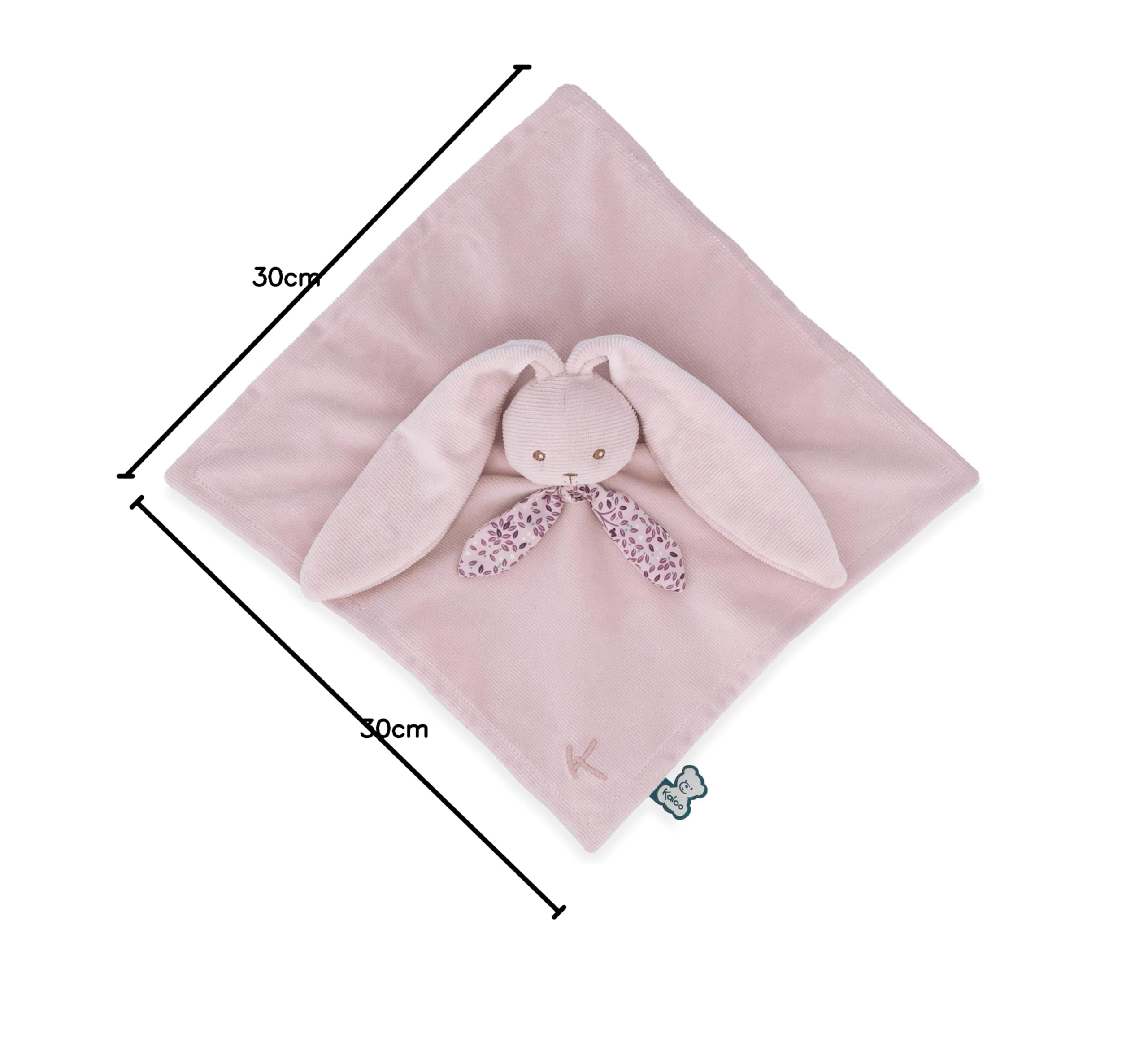 KALOO - Lapinoo - Doudou Coniglio Rosa - Peluche Neonato - Quadrato 30 x 30 cm - Due Materiali Morbidi Viscosa e Velluto a Coste - Cofanetto Regalo - dalla Nascita, K218002