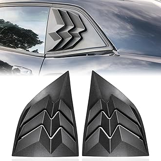 2 x Side Window Louvers for 2008-2024 Dodge Challenger, ABS Plastic Auto Exterior Rear Side Window Louvers Air Vent Scoop Shades Cover Blinds, Matte Black