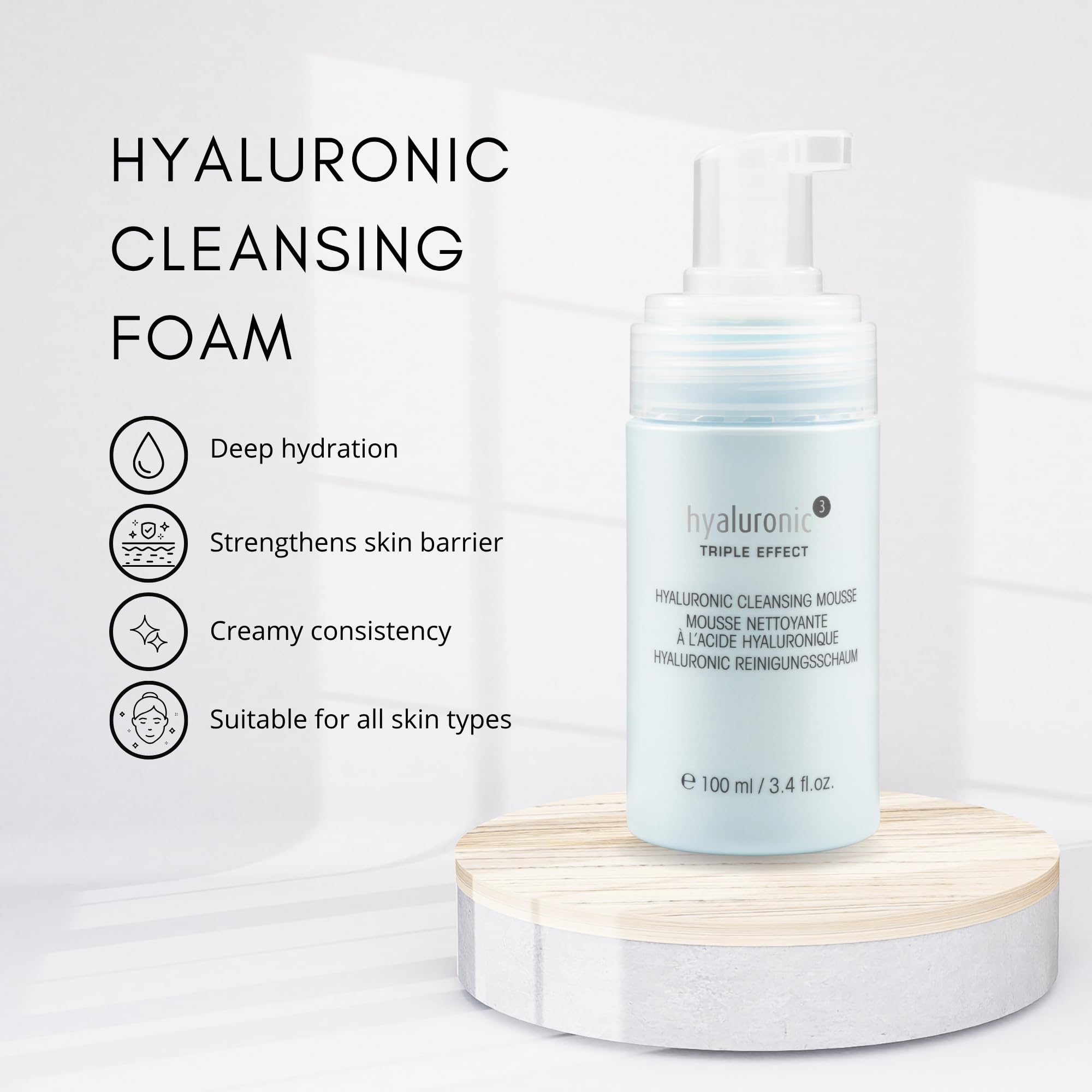 Hyaluronic 3, mousse detergente triplo effetto