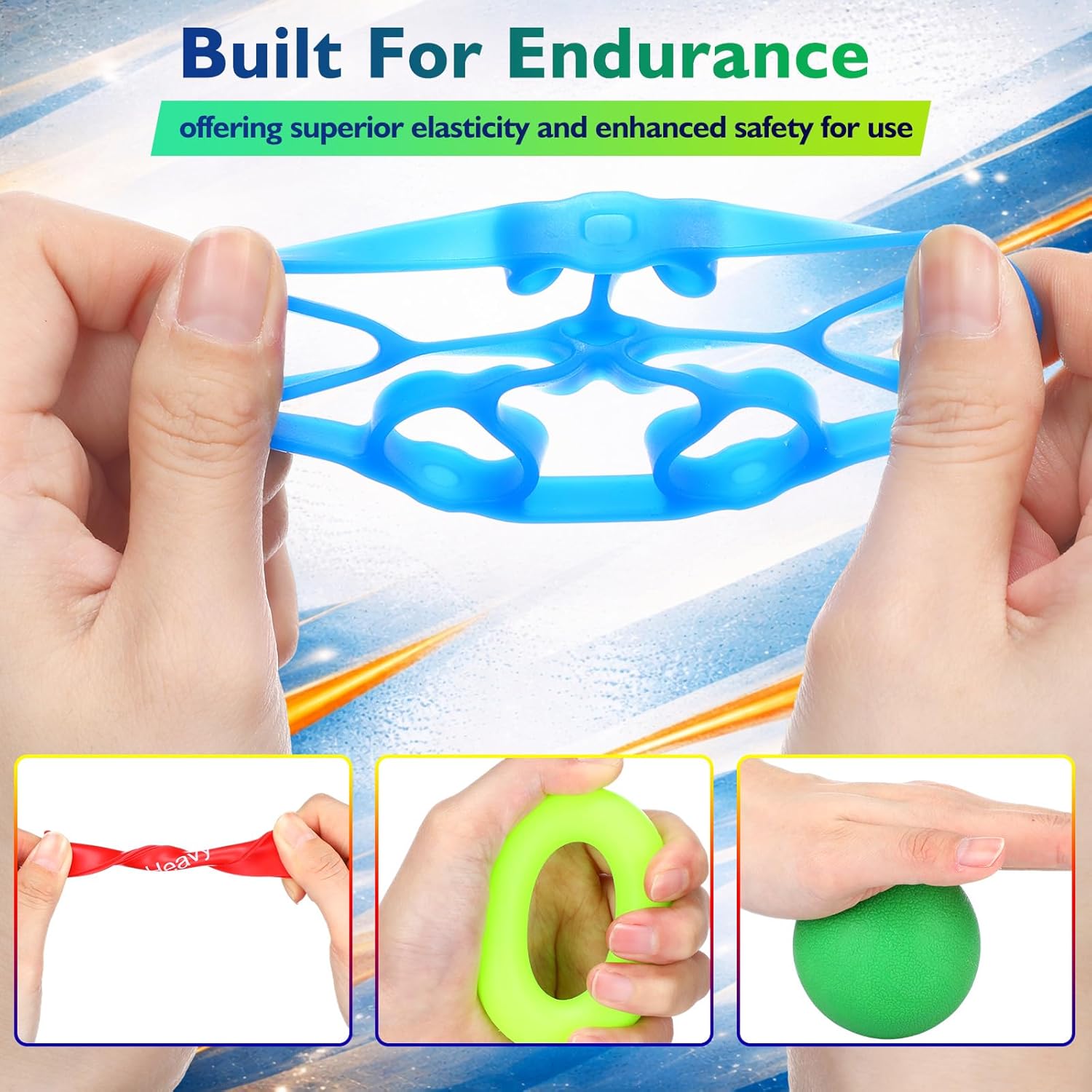 Hoteam 14 Pcs Climbing Hand Foot Relief Set Finger Toe Stretching Bands with Weight Indicator Finger Stretcher Yoga Massage Balls Hand Grip Strengthener for Adults Relieve Pain Strength Training