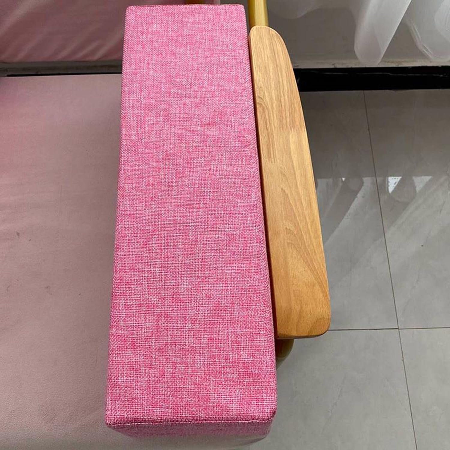 Cuscino cilindrico per bracciolo del divano, cuscino di supporto per bracciolo del divano, letto lungo, riempitivo per spazi vuoti, per materasso (15 x 15 x 50 cm, beige)