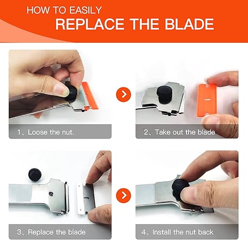 Miniatura 5 de DEKEones Rascador de cuchillas de afeitar, herramienta raspadora de mango largo con 10 cuchillas de repuesto adicionales, removedor de raspador para