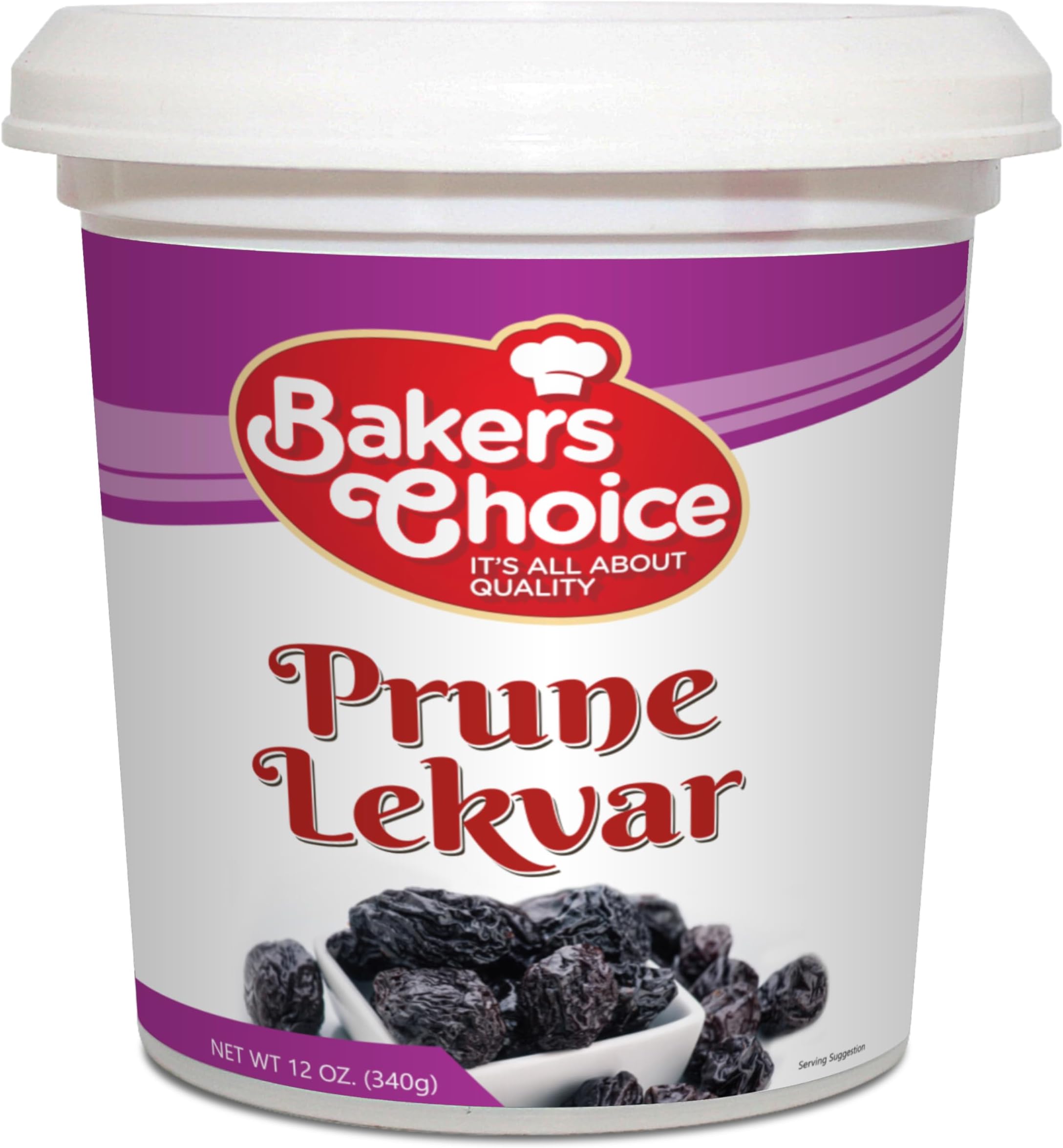 Prune Butter Lekvar Pastry Filling, 12 oz. - Creamy Spread and Topping for Cakes and Desserts - Kosher, Dairy-Free, and Vegan by Baker's Choice