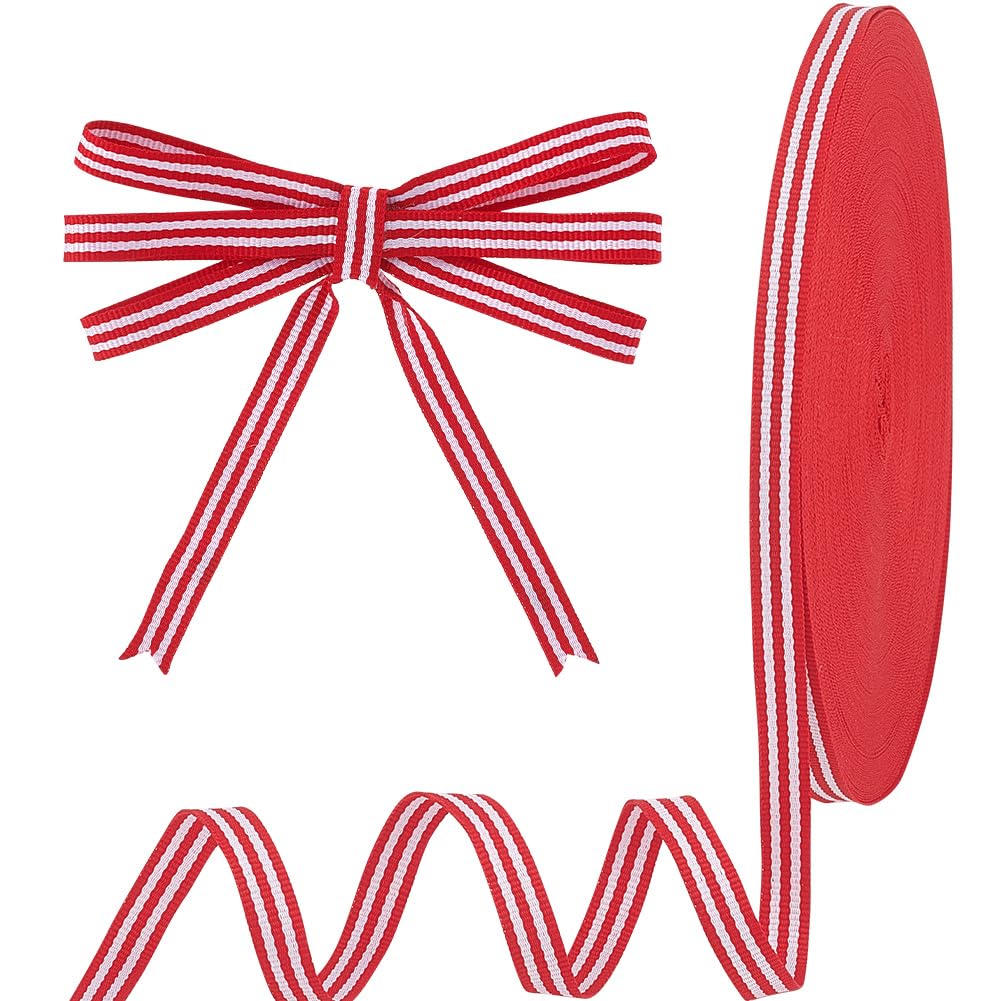 PH PandaHall 45.7m Red White Striped Ribbon 10mm Wide Gift Wrapping Ribbons Candy Cane Ribbons Craft Ribbon for Mother's Day Party Wedding Sewing Home Decoration