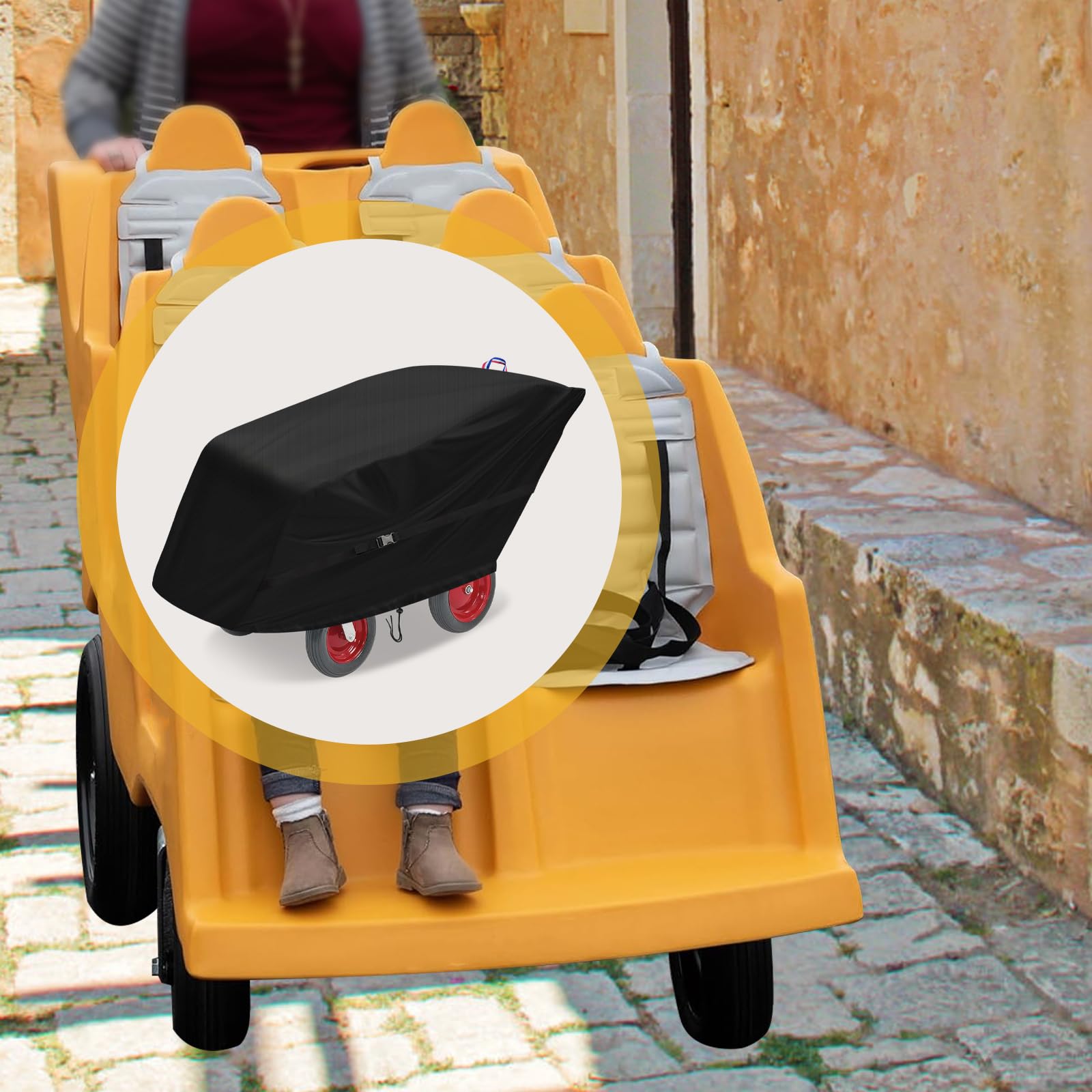 Copertura per passeggino Angeles Bye Bye Buggy a 6 posti, impermeabile, resistente, colore nero, 193 x 91,4 x 96,5 cm