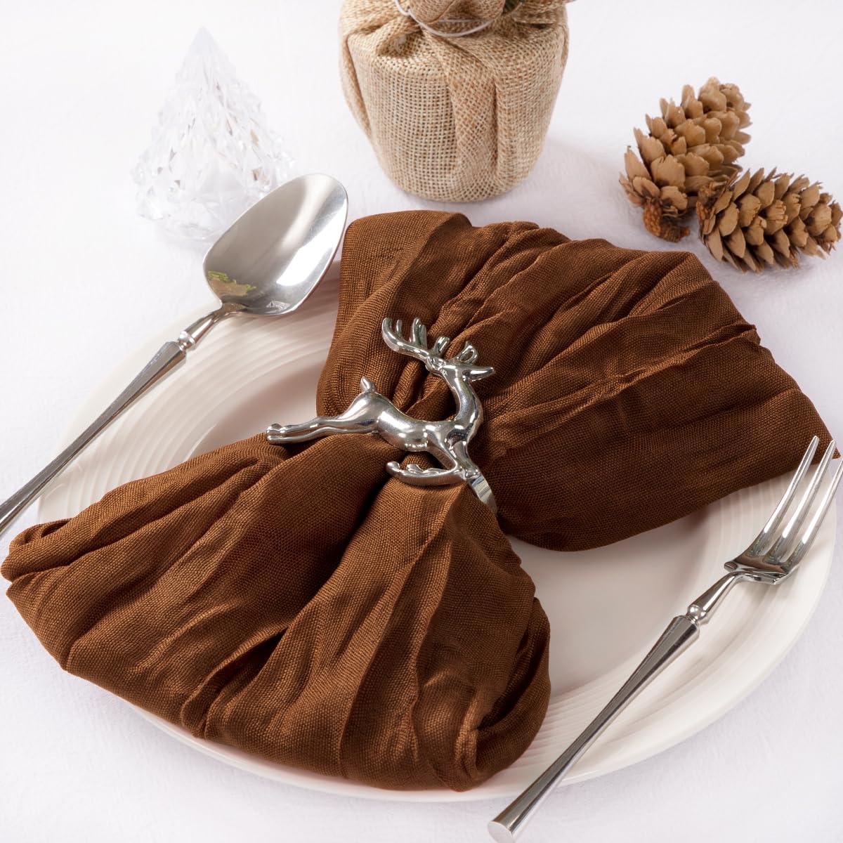 Cloth Napkins Set of 24 21"x21" Reusable Cheesecloth Napkins Brown