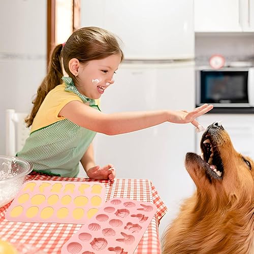 Miniatura 7 de Paquete de 2 moldes de silicona para chocolate de Pascua, 18 cavidades, huevos y conejos, molde en forma de cesta para hornear, gomitas, dulces,