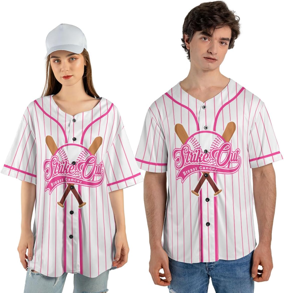 Personalized Breast Cancer Awareness Baseball Jersey, Breast Cancer Shirts for Women, Breast Cancer Shirts