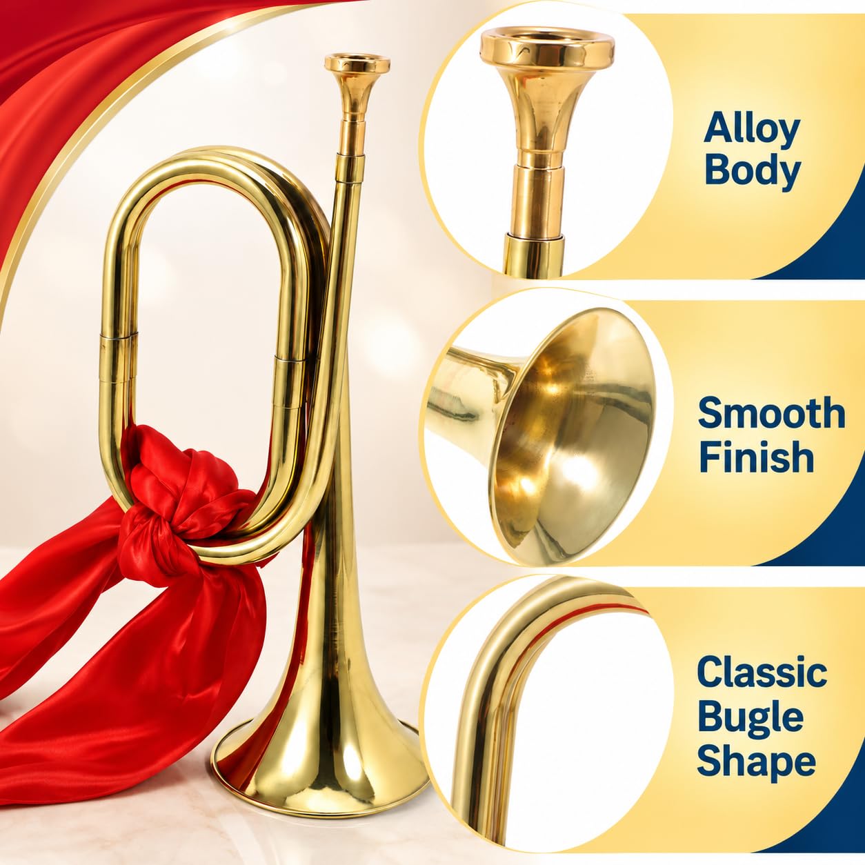 VICASKY Bocina de corneta de carga, instrumentos musicales profesionales, bocina de corneta para trompeta para banda escolar, caballería, orquesta