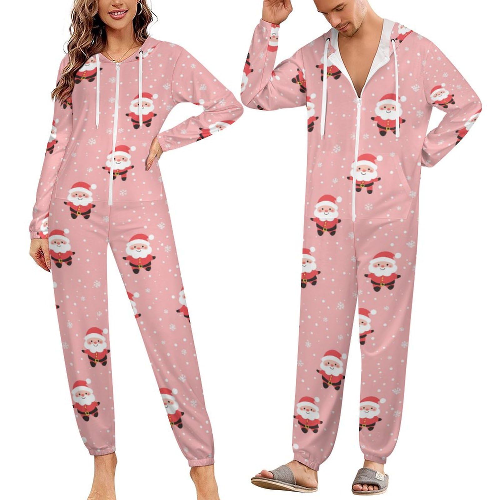 ZOCAVIA Womens Cute Christmas Onesie Pajamas Matching Onesies for Couples  Holiday Xmas Jumpsuits Loungewear with Pockets