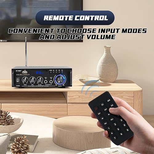 Miniatura 7 de Amplificador de audio estéreo, 300 W, sistema de amplificador de potencia inalámbrico Bluetooth 5.0 de 2 canales, amplificador de potencia para el