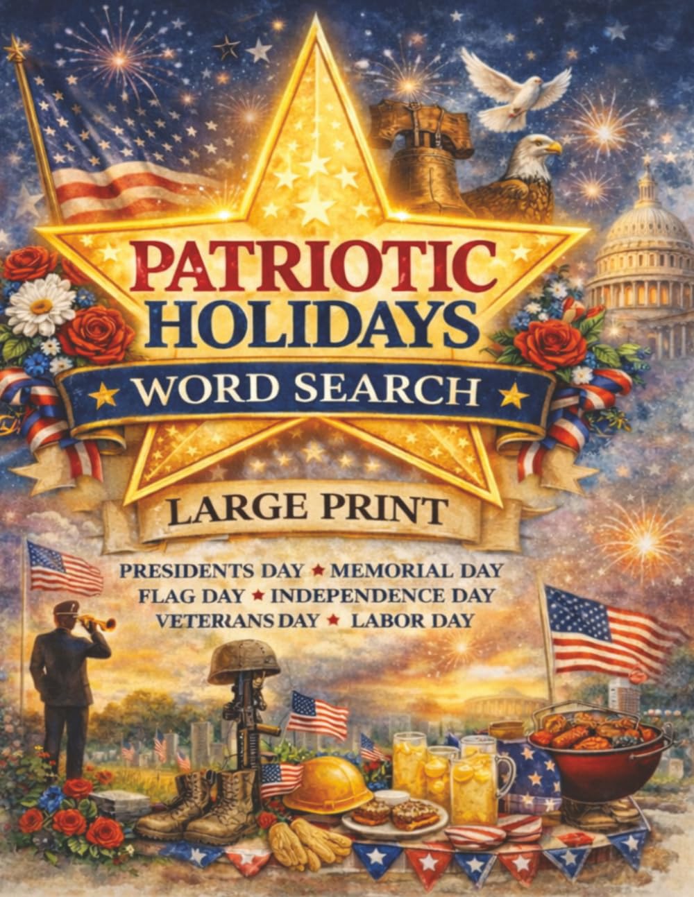 Patriotic Holidays Word Search: Large Print Word Search Puzzles for Memorial Day Independence Day Veterans Day and More (Large Print American History & Patriotic Series)