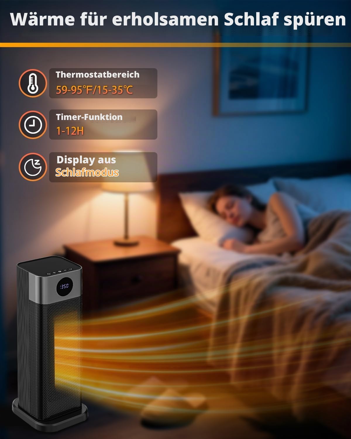 Sendowtek Heizlüfter mit Thermostat und Fernbedienung, Tragbare, 2000W | 3 Temp, Überhitzungs Kippschutz, 70° Oszillation,12H Timer, ECO-Modus, Aufheizen, Heizung Elektrisch für Büro, Schlafzimmer.