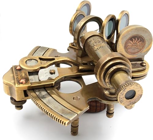 Miniatura 3 de Instrumento de navegación del astrolabio del barco de latón sólido sextante de bronce náutico