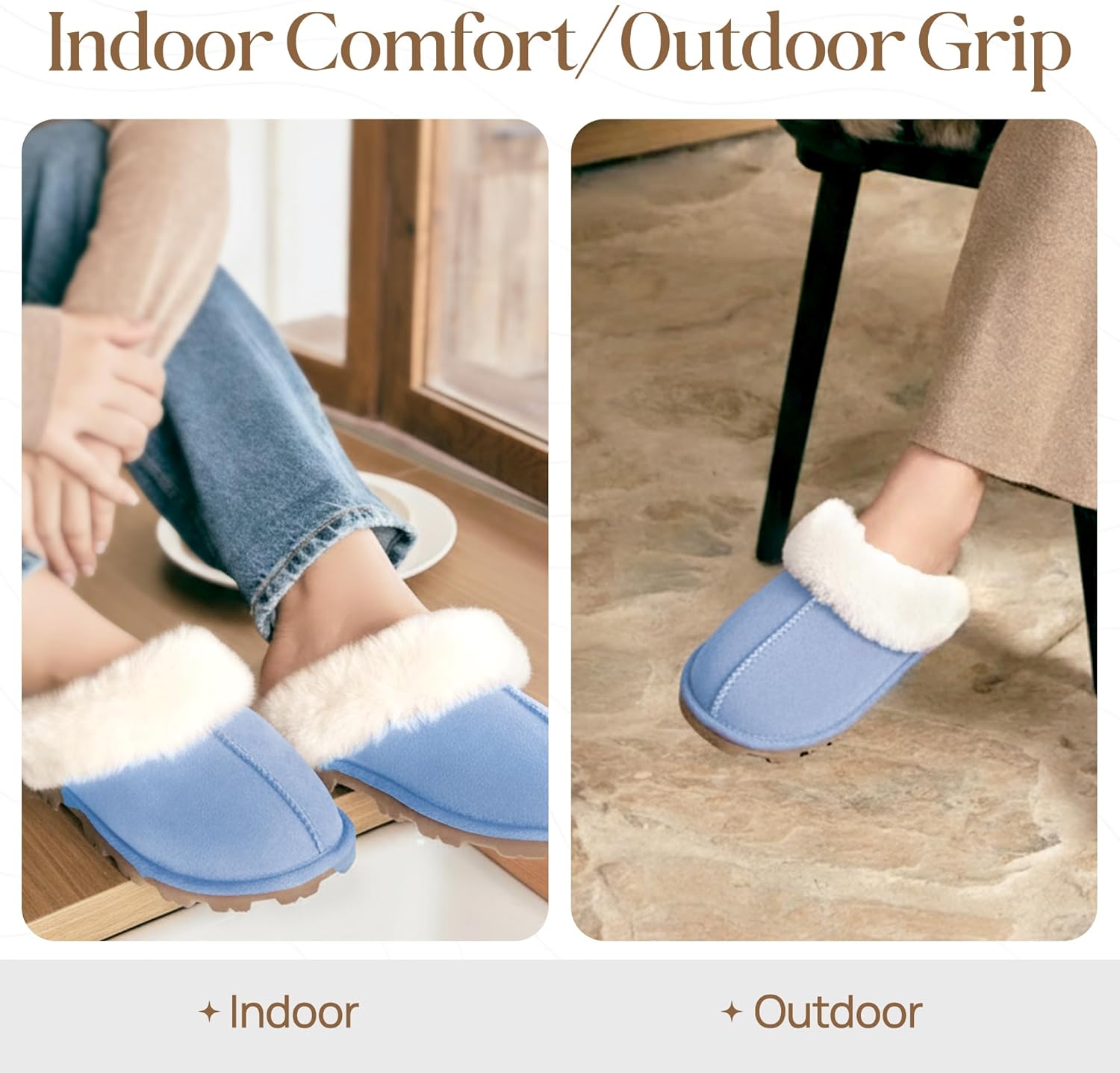 WaySoft Women's Genuine Australian Sheepskin Slippers, 18mm Wool Pile, Memory Foam, Durable Anti-Slip EVA Sole - Image 6