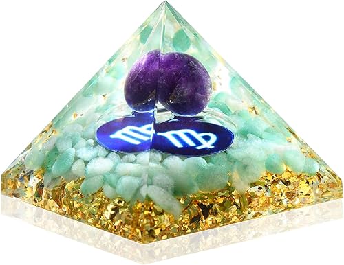 Pirámide de orgón, cristales curativos de amatista, pirámide, decoración de oficina para mujer, decoración de escritorio, decoración de estantes,