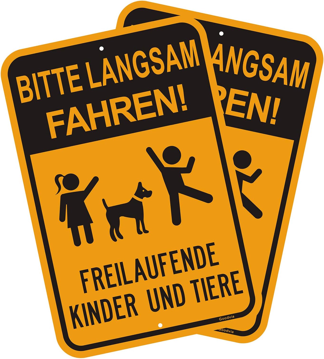 CANIGHT Verkehrsschilder 'Achtung Spielende Kinder' - 2 Stück Eisen Schilder 30x20cm Für Schulen & Wohngebiete