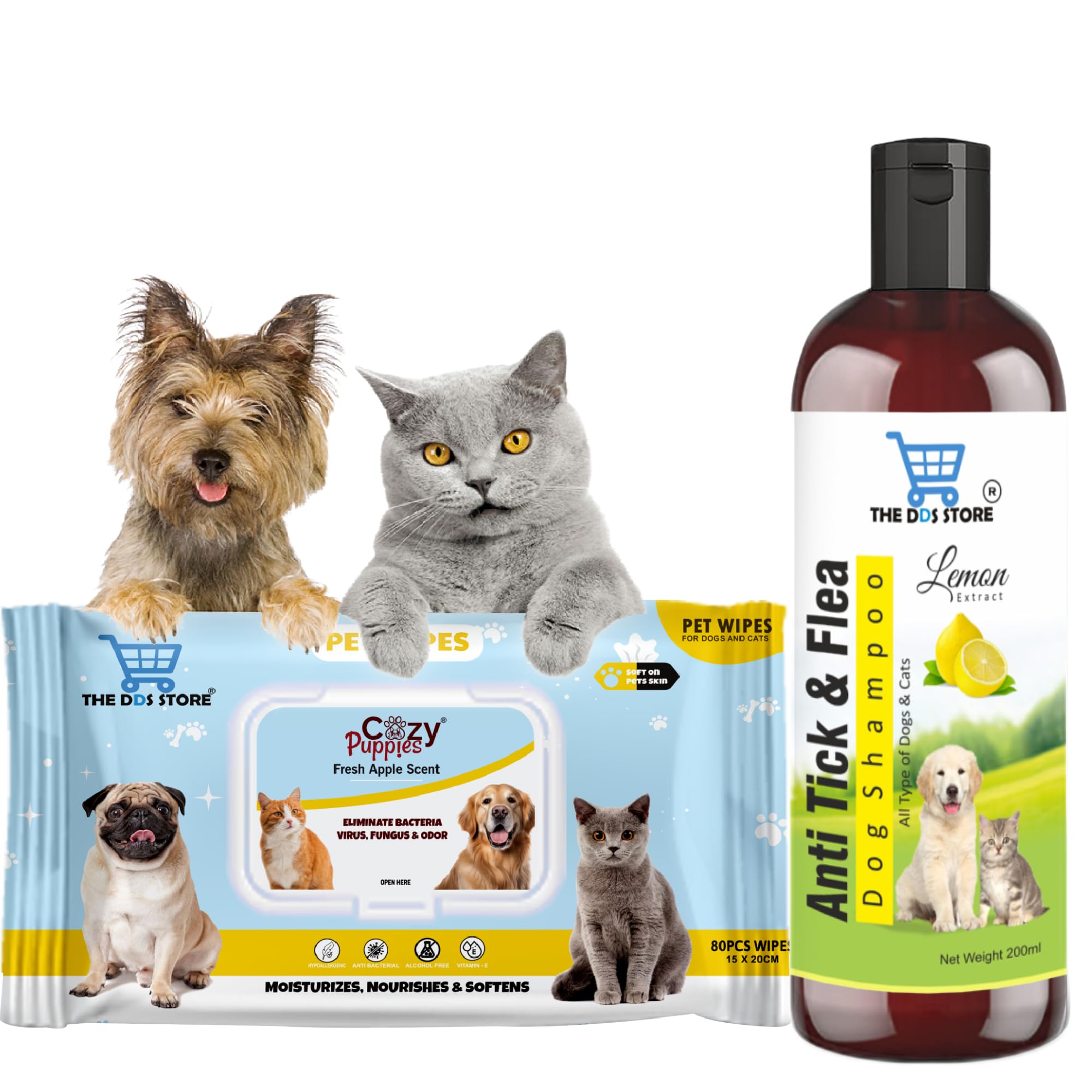 THE DDS STORE 2 Pack Best Grooming Offer For Dogs, Puppies & Pets - + 200 Milliliter Cat Dog Shampoo & Puppy Shampoo (Anti Tick & Flea (Lemon) (Shampoo + (80 Pcs) Wipe Pack) (B0CJ6WYYS8) Amazon Price History, Amazon Price Tracker