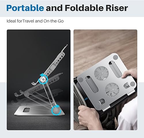 Miniatura 6 de YICOSUN Soporte para laptop soporte ergonómico ajustable de aluminio portátil soporte plegable para computadora elevador antideslizante para laptop