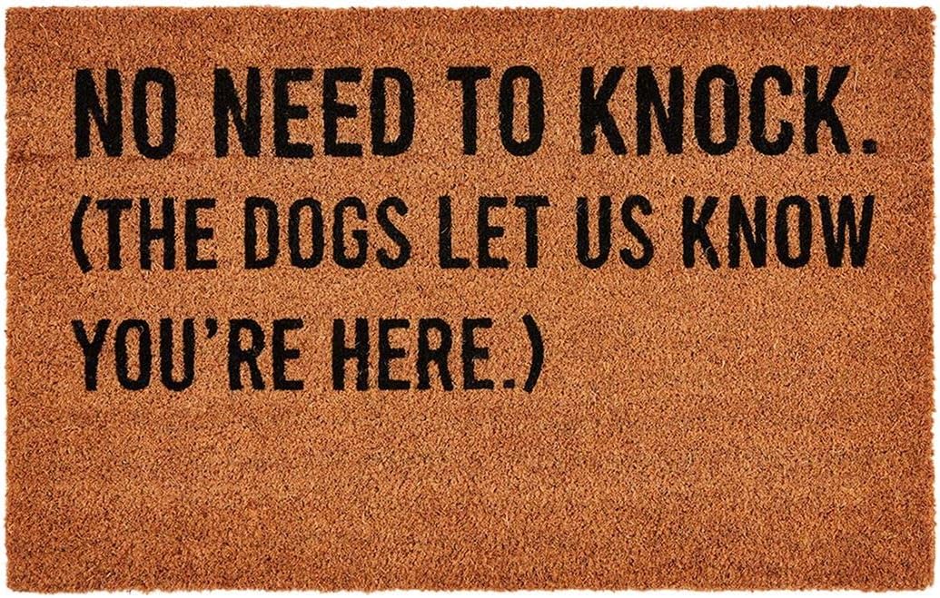 Mud Pie Funny Dog Coir Door Mat, Knock…