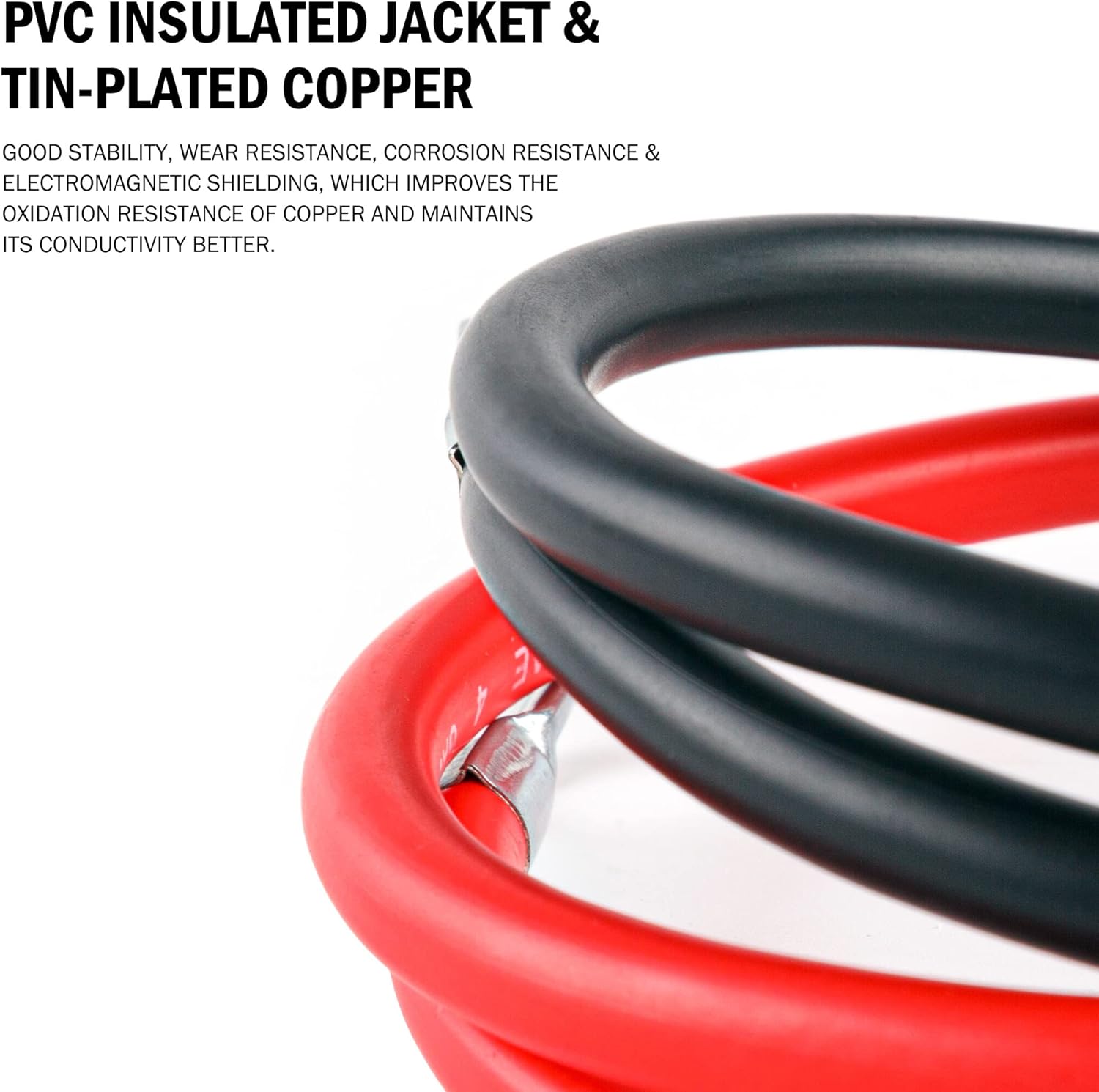 Cartman 4AWG 24-Inch Battery Inverter Cables Set, Positive and Negative for Motorcycle, Automotive, Marine, Solar, ATV(2 Black & 2 Red)