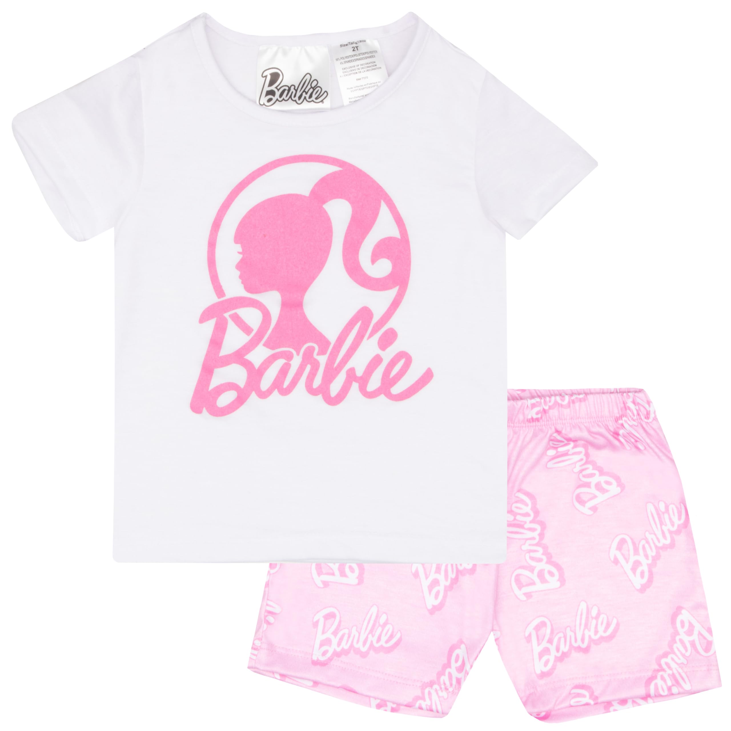 Barbie Mädchen 2-teiliges T-Shirt und Shorts Set – Logo-Grafikdruck-Design – leichte Sommer-Outfits für Kinder