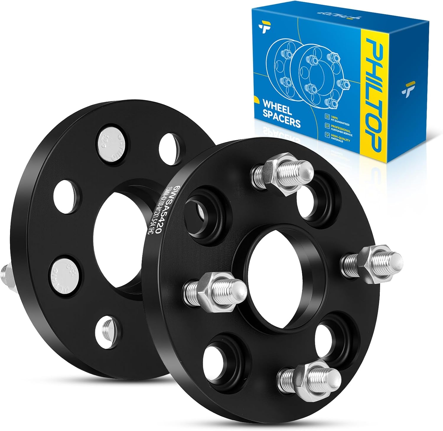 PHILTOP 4x100mm Wheel Spacers 15mm Compatible with Yaris, Hub Centric Spacer with 54.1mm Hub Bore M12x1.5 Studs, fit for Accent, Corolla, xB, Rio, Prius C, Yaris iA, xA, iA, Miata, MX-5 Miata,2Pcs