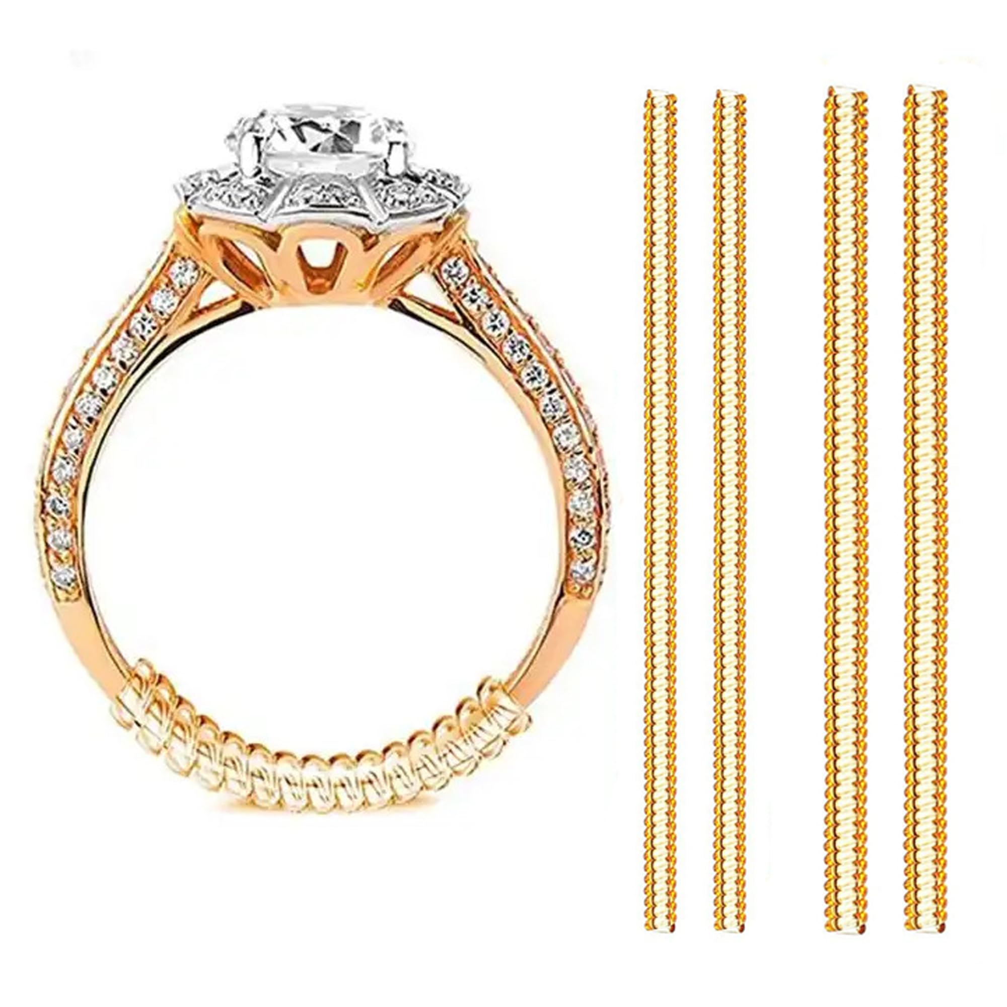 Fashion Frill Ring Sizer Adjuster For Loose Rings 2 Size (3.5mm, 5mm) For Women Men Tightener For Loose Rings Resizer Fit Spiral Silicone Adjuster for Loose Ring Pack of 4