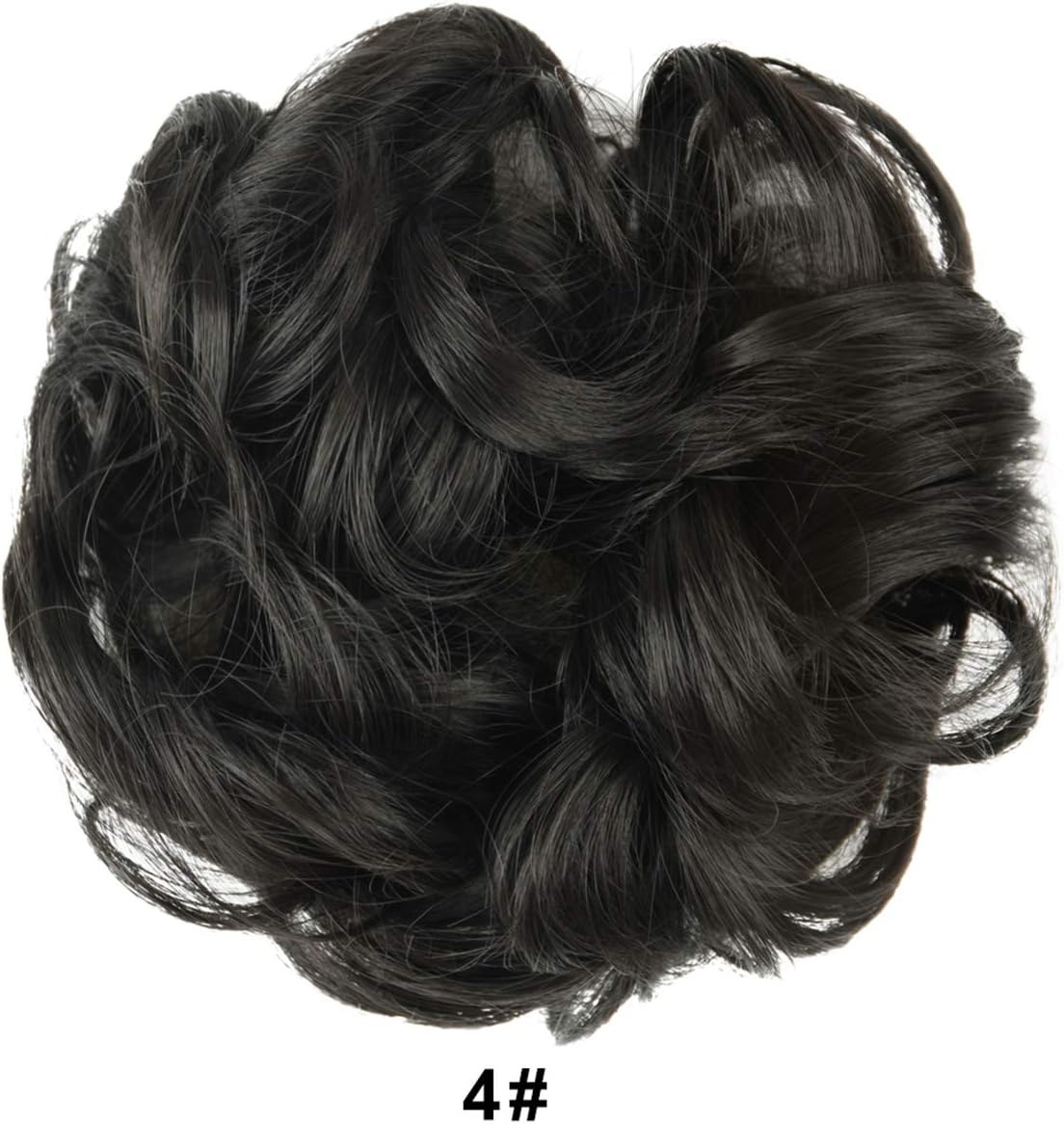 BARSDAR Messy Hair Bun Extensions Hairpiece for Women Updo Scrunchie Hair Piece (4# Darkest Brown Near Black)