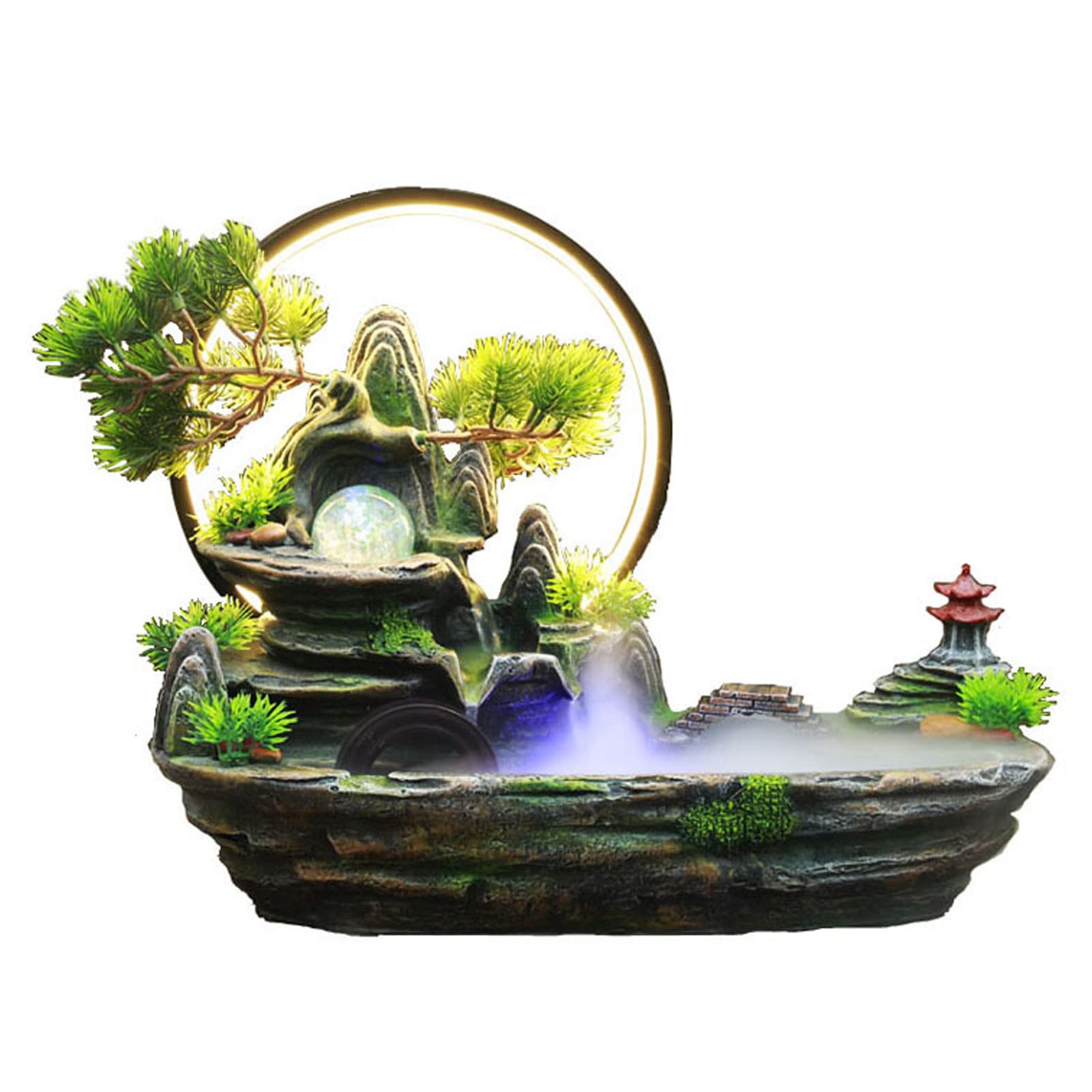 Fontaine D'intérieur avec Brouillard, Fontaine D'intérieur avec éclairage, Cascade de Fontaine D'intérieur, Fontaine de Bureau en Résine de Fontaine D'intérieur de Rocaille