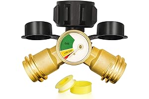Propane Y Splitter with Shut Off and Gauge