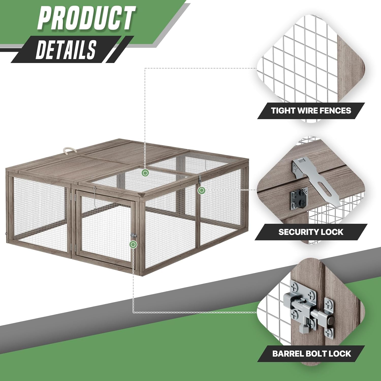 Portable Folding Chicken Coop Rabbit Hutch, Small Animal Playpen with Top & Side Doors for Chickens, Rabbits, and Poultry, 45.5 x 42.5 x 20 inch Grey