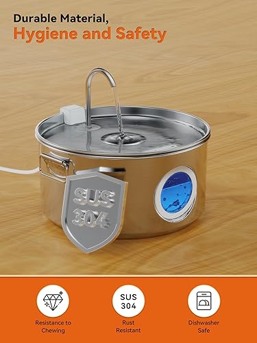 Miniatura 3 de Fuente de agua para perros grandes, fuente de agua de acero inoxidable para mascotas de 3.2 galones406 oz12 L, dispensador de agua silencioso para