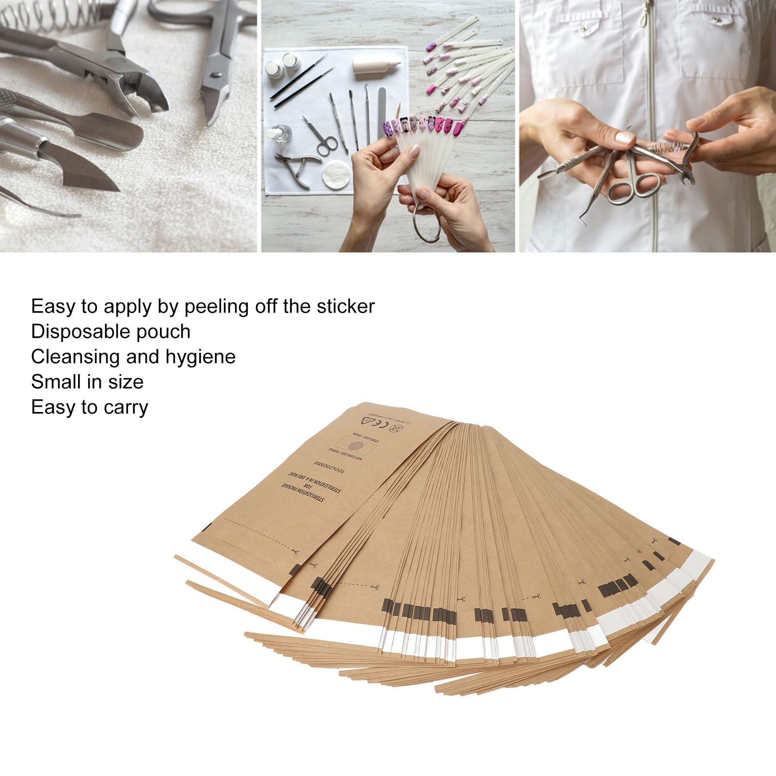 100 bolsas de limpieza desechables para productos dentales para decoración de uñas, para clínica, salón, M, 100 unidades