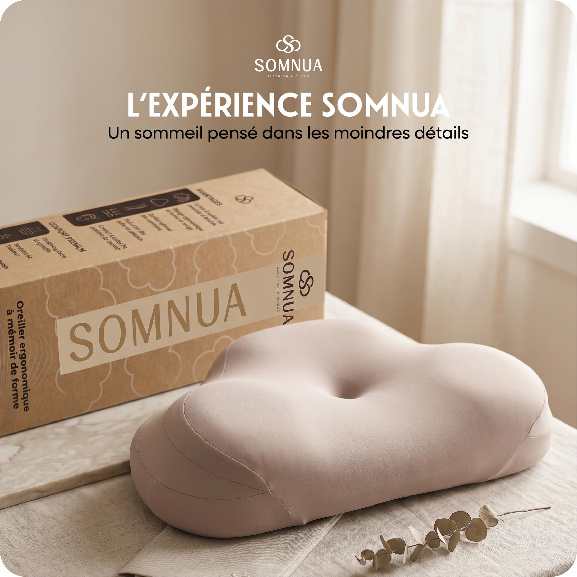 SOMNUA Oreiller Ergonomique Cervical à Mémoire de Forme Toutes Positions