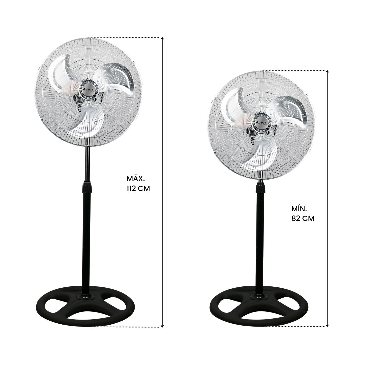 RAYDAN 0 Ventilador de Pie, 45cm 75W, 75 W, 3 Velocidades, Negro