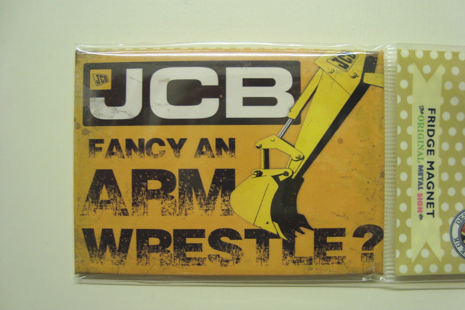 JCB Arm Wrestle steel fridge magnet (og)