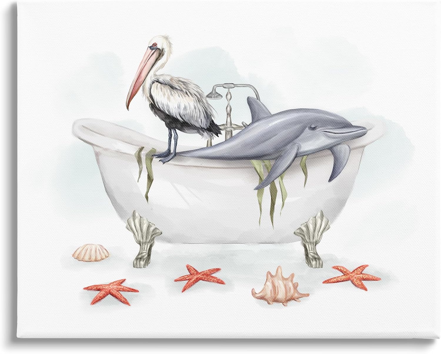 Stupell Industries Nautical Bathtub Animals Canvas Wall Art by Ziwei Li
