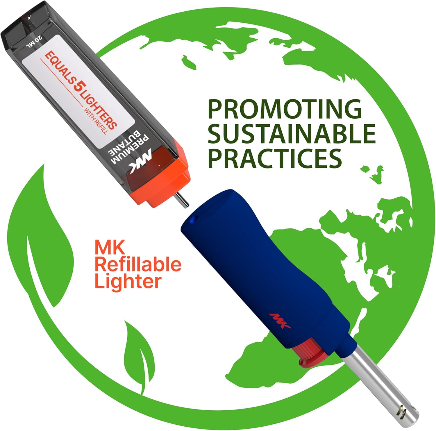 MK 4PCS Candle Lighters with Refillable, Windproof Flame, Ideal for Candle, BBQ Lighter, Random Color (Hue-4PC)