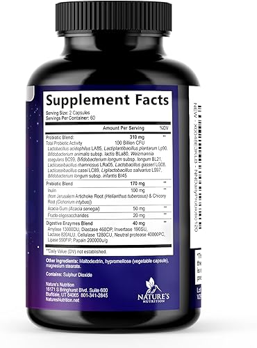 Miniatura 9 de Probióticos para mujeres y hombres, 60 mil millones de UFC, 10 cepas con lactobacilos, probióticos digestivos para la salud intestinal y suplemento