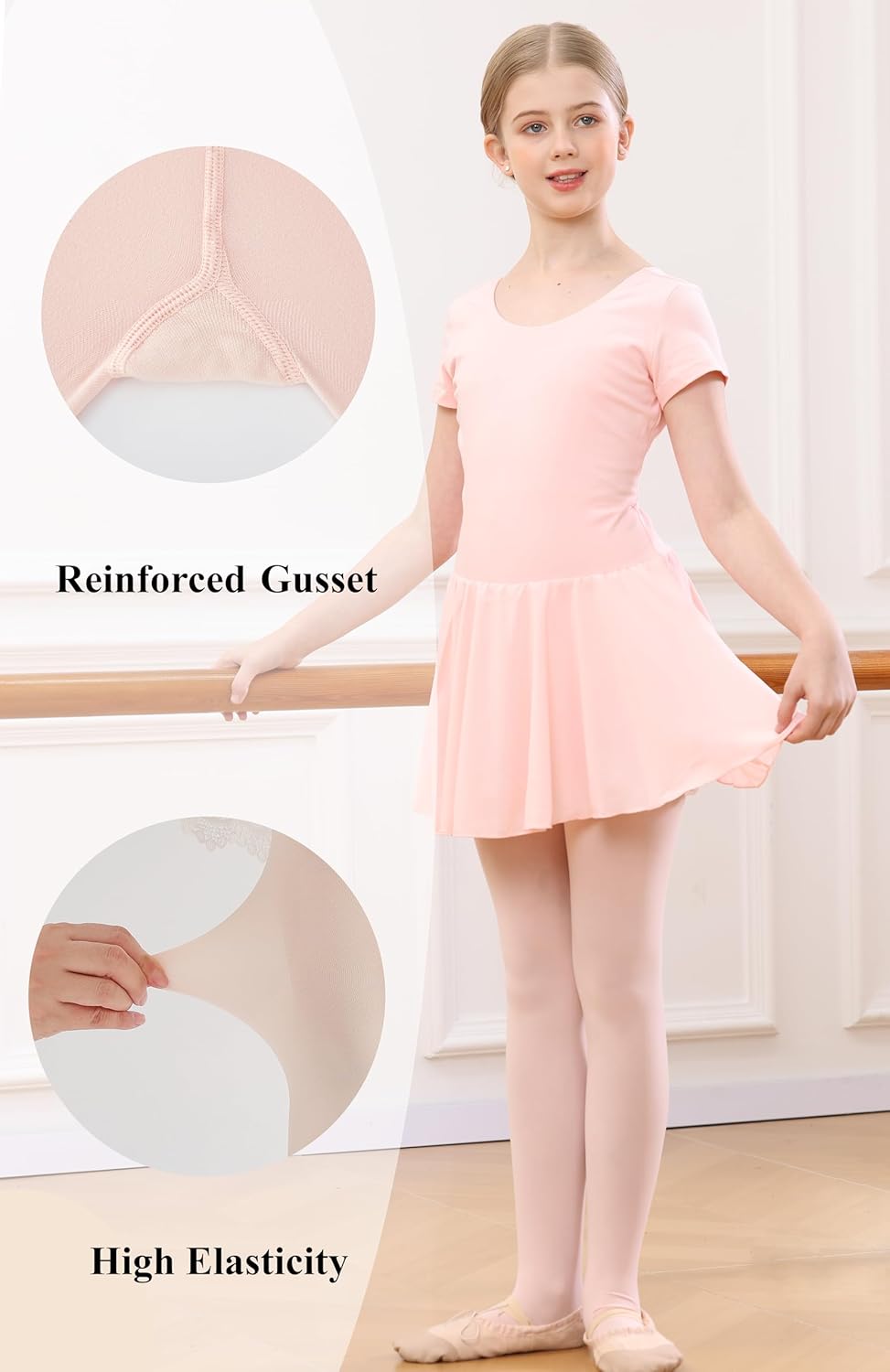 Girls Ballet Convertible Tights, Ultra Soft Transition Tights, 2 Pairs Dance Stockings for Ballet Gymnastics School - Image 4