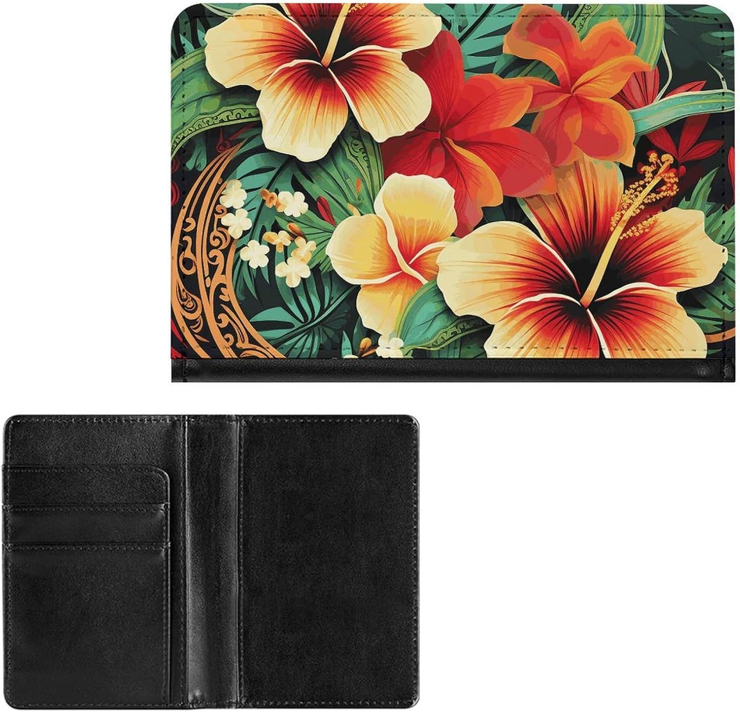 Cute Passport Holder for Travel,Personalized Multi-Functional Passport Cover with Card Slots,Slim Hawaiian Style Print Printed Passport Wallet for Women Men