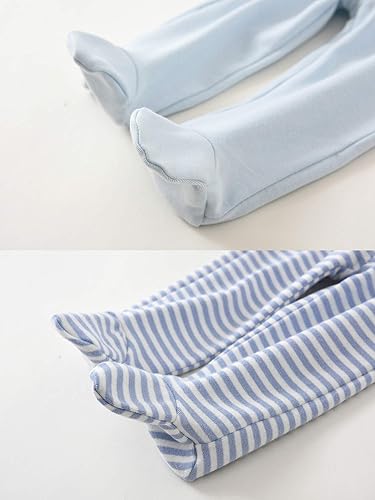 Miniatura 4 de ACESTAR Pantalones de algodón con pies de cintura alta para recién nacidos, para bebés de 0 a 12 meses, paquete de 3 unidades, 1 paquete