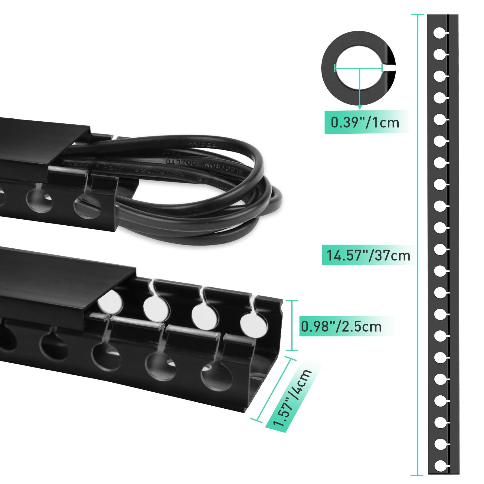 BATINO Kit Canalina Per Cavi 3,2 Metri - 8 Pezzi Da 400x30x17 Mm Con Connettori E Viti - Nascondi Fili Per TV E Ufficio