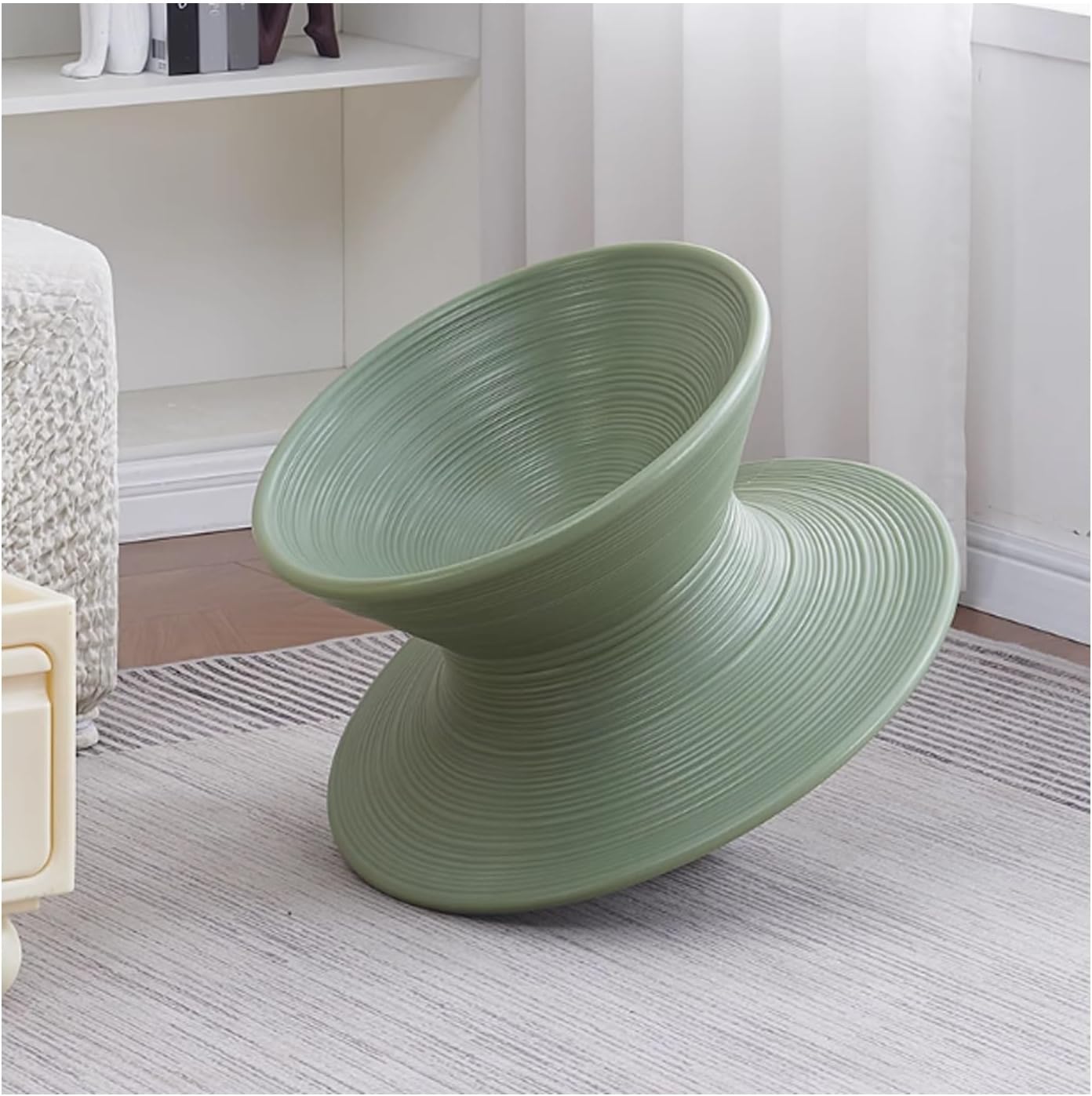 One-Piece Molded 360 Swivel Chair, Recliner for Kids & Adults, Indoor Outdoor Relaxing Rotating Stool for Camping, Living Room, Bedroom, Patio, Backyard(Green,Small)