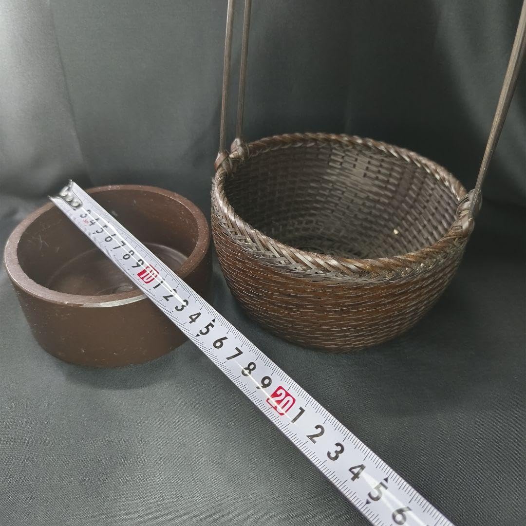 Amazon.co.jp: 茶道具 竹籠花器 花池 華道具 手づくり 作家モノ